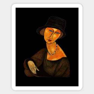 Woman in black hat Sticker